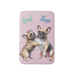 Französische Bulldoggen sehr verliebt Bath Mat