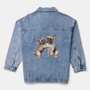 Französische Bulldoggen sehr verliebt Denim Jacket