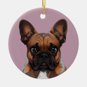 französische Bulldoggen zwei Freunde, Ceramic Tree Decoration