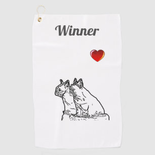 französische Bulldoggen zwei Freunde  Golf Towel