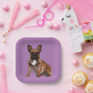 französische Bulldoggen zwei Freunde, Paper Plate