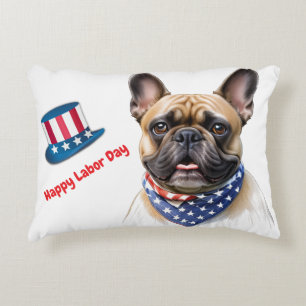 Französischen Bulldoggen Amerika Labor Day Decorative Cushion