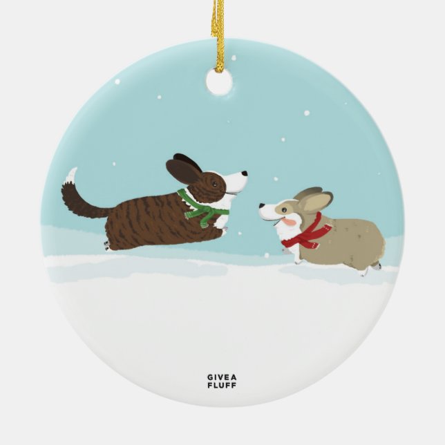 Frapping in the Snow Ceramic Tree Decoration (Back)