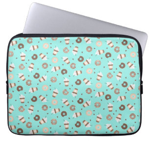 Frappuccino Coffee Sprinkled Donut Pattern Laptop Sleeve