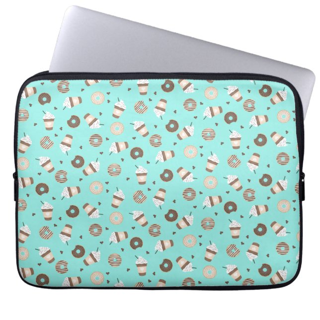 Frappuccino Coffee Sprinkled Donut Pattern Laptop Sleeve (Front)