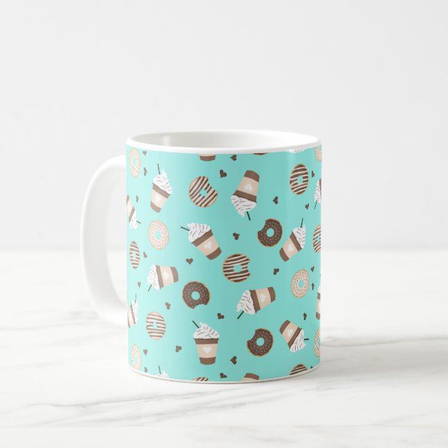Frappuccino Coffee Sprinkled Doughnut Pattern Mug (Front Left)