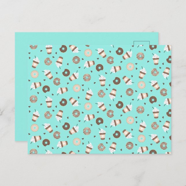 Frappuccino Coffee Sprinkled Doughnut Pattern Postcard (Front/Back)