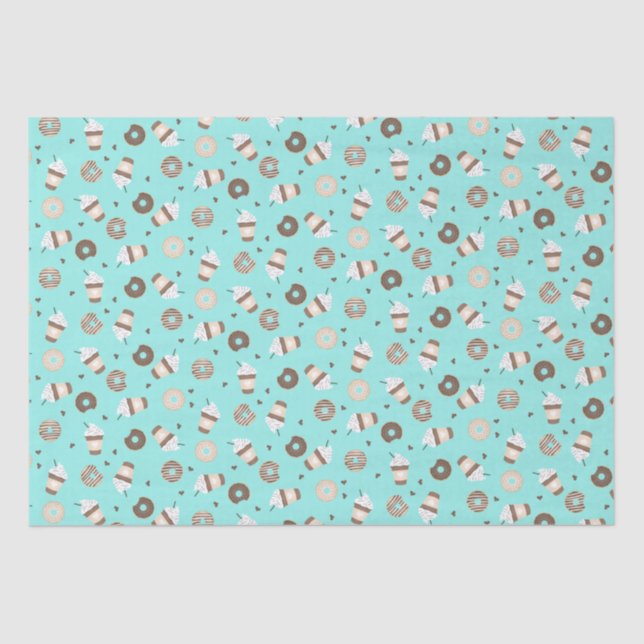 Frappuccino Coffee Sprinkled Doughnut Pattern Tissue Paper (Front)