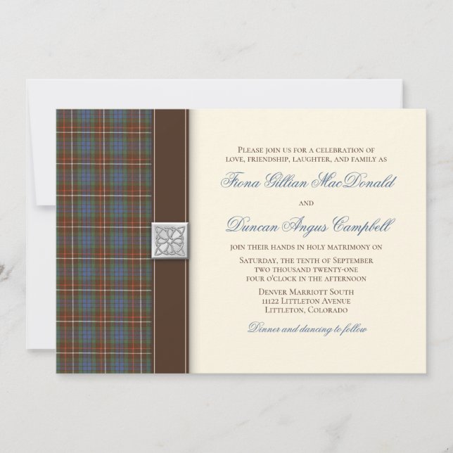 Fraser Ancient Hunting Tartan Wedding Invitation (Front)