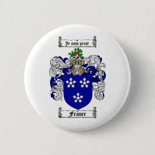 FRASER FAMILY CREST - FRASER COAT OF ARMS 6 CM ROUND BADGE