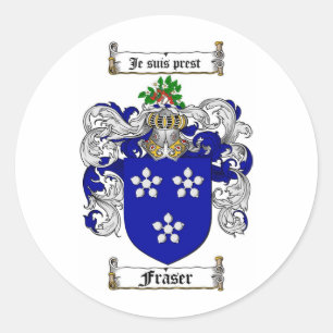 FRASER FAMILY CREST -  FRASER COAT OF ARMS CLASSIC ROUND STICKER