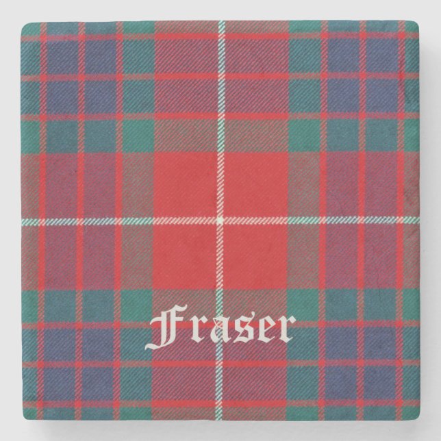Fraser, Fraser Scottish Tartan, Fraser Clan,Fraser Stone Coaster (Front)