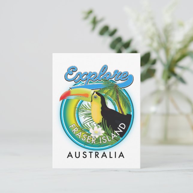 Fraser Island Australia exploration logo Postcard (Standing Front)