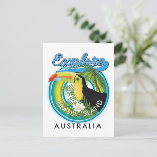 Fraser Island Australia exploration logo Postcard