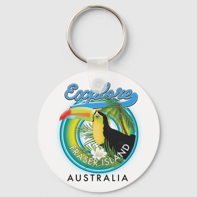 Fraser Island Australia exploration logo Postcard Key Ring (Front)