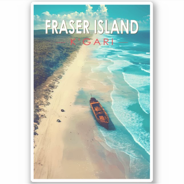 Fraser Island K'gari Australia Travel Art Vintage (Front)