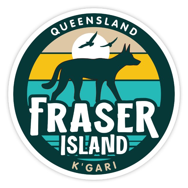 Fraser Island, Queensland Australia Sticker (Fraser Island, K'Gari Queensland Retro Round Sticker)
