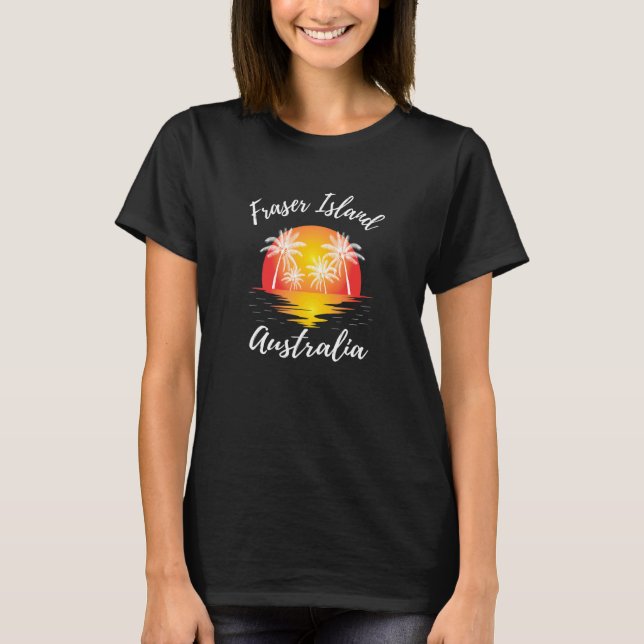 Fraser Island Reflecting Sunset  Art Palm Tree T-Shirt (Front)
