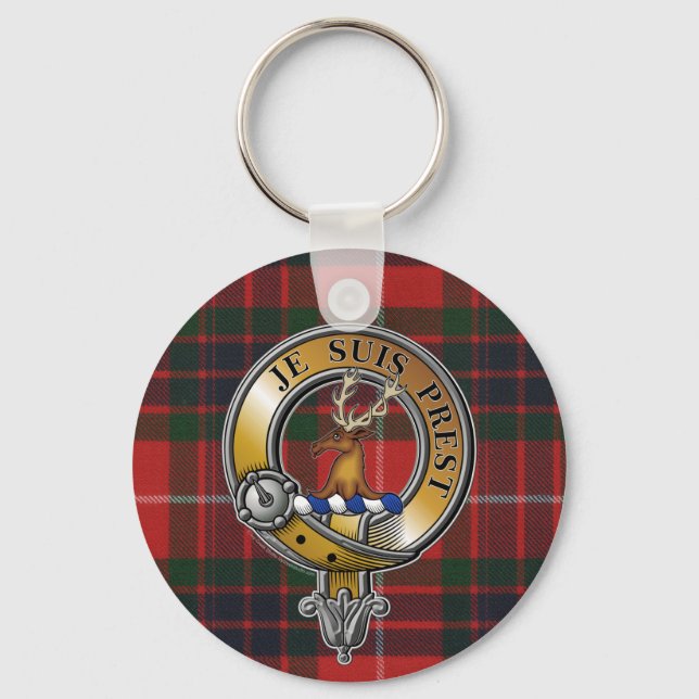 Fraser Lovat Tartan & Badge Key Ring (Front)