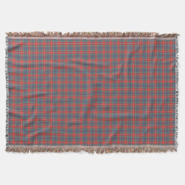 Fraser of Lovat Ancient Tartan Light Blue Plaid Throw Blanket (Front)