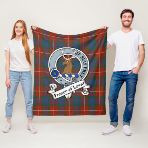 Fraser Of Lovat Clan Badge Tartan Plaid Fleece Blanket