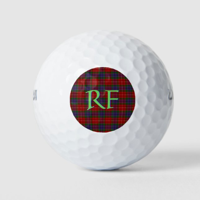 Fraser Official Tartan with monogram / initials Golf Balls (Front)