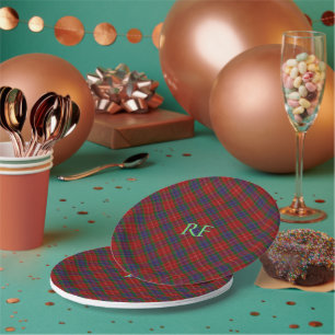 Fraser Official Tartan with monogram / initials Paper Plate