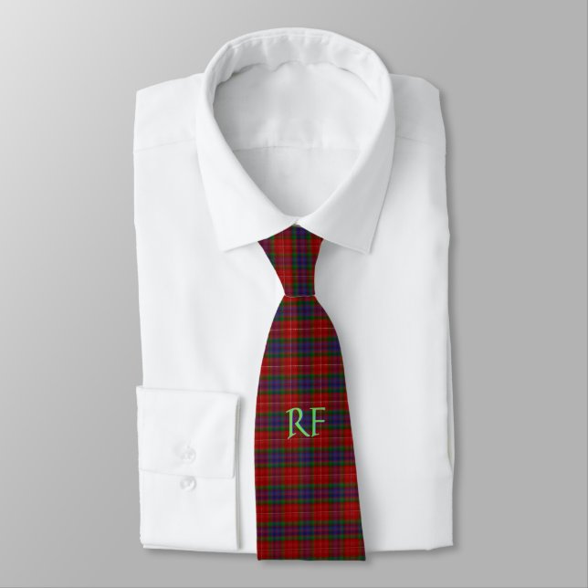 Fraser Official Tartan with monogram / initials Tie (Tied)