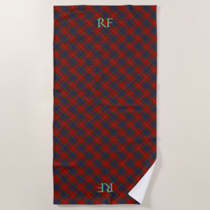 Fraser Official Tartan with monogram / name Beach Towel