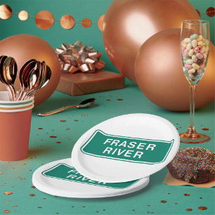 Fraser River Highway Sign British Columbia Canada  Paper Plate