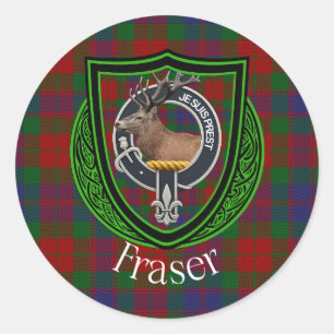 Fraser Scottish Clan Tartan & Crest Classic Round Sticker