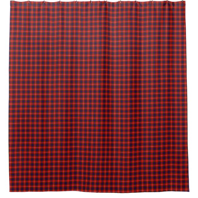 Fraser tartan red green blue purple plaid shower curtain (Front)