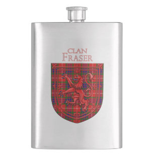 Fraser Tartan Scottish Plaid Lion Rampant Hip Flask