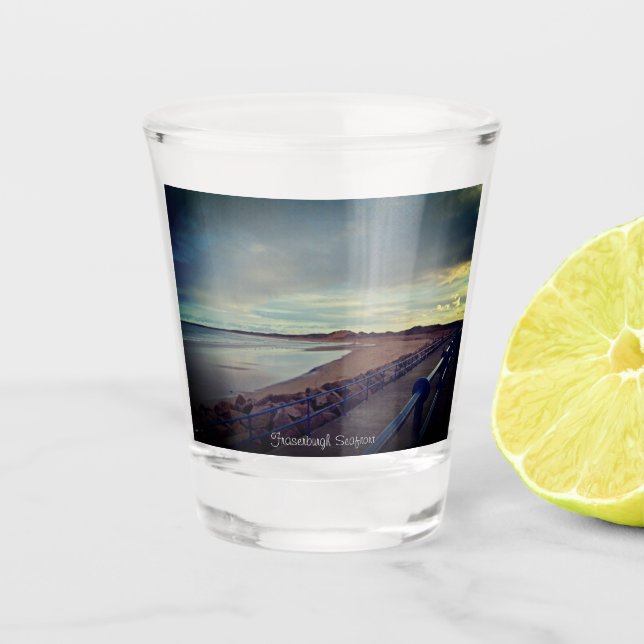 Fraserburgh Bay Seafront Walk, Scotland Keepsake Shot Glass (Front)