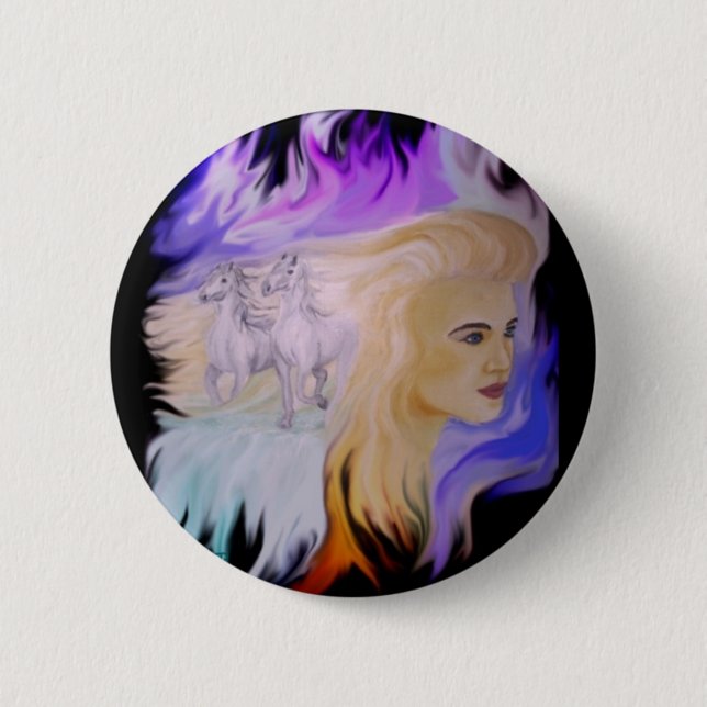 Frau mit Pferd 6 Cm Round Badge (Front)