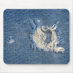 Frayed Blue Denim Mouse Pad