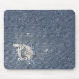 frayed denim hole mouse pad