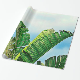 Frayed Palm Fronds Against Blue Sky Wrapping Paper