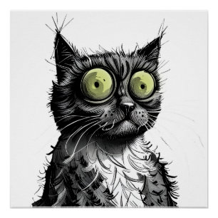 Frazzled Cat Glossy Poster