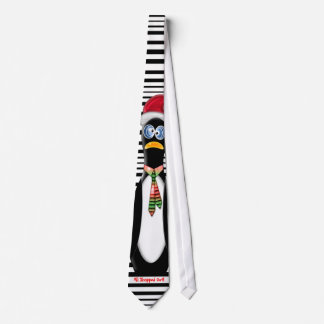 Frazzled Santa Penguin All Shopped Out Personalise Tie