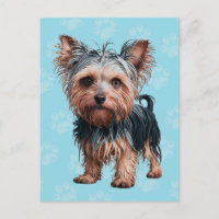 Frazzled Yorkie Dog Postcard Yorkshire Terrier