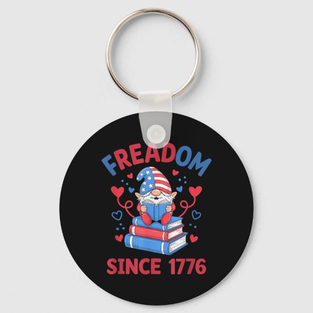 Freadom Since 1776 Firework Gnome American Reading Key Ring (Front)