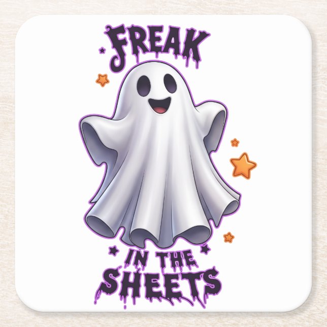 Freak in the Sheets Funny Halloween Ghost Coaster (Front)