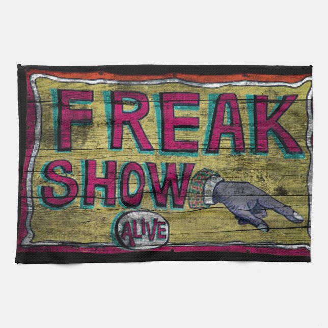 Freak Show Vintage Banner Tea Towel (Horizontal)
