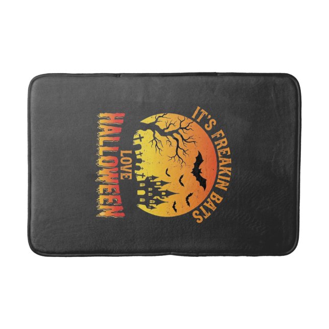 Freakin Bats Love Halloween Haunted Castle Design_ Bath Mat (Front)