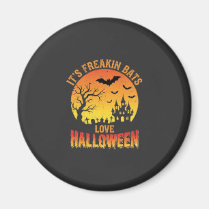 Freakin Bats Love Halloween Haunted Castle Design_ Magnet