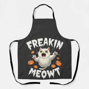 Freakin Meowt Spooky Halloween Pastel Cat Ghost Apron