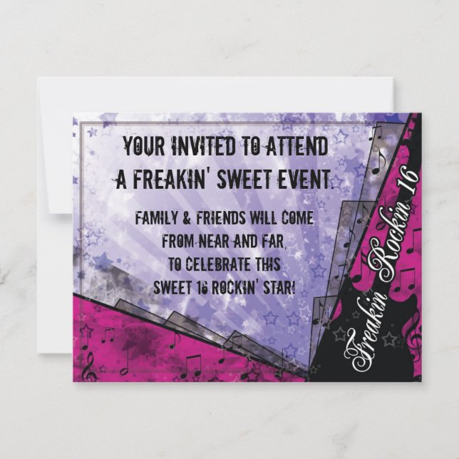 Freakin Rockin 16th Birthday Invitation (Front)