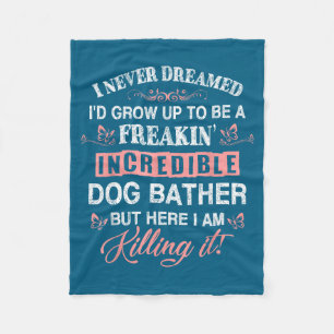 Freaking Awesome Dog Bather Funny Quote Vintage  Fleece Blanket