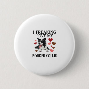 Freaking Love Border Collie Dog Hearts_1 6 Cm Round Badge